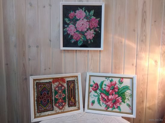 Вышивки старинные, 50-60г. 30х25см.