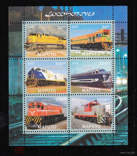 Серия блоков ЖД ПОЕЗДА   ТЕХНИКА  MNH