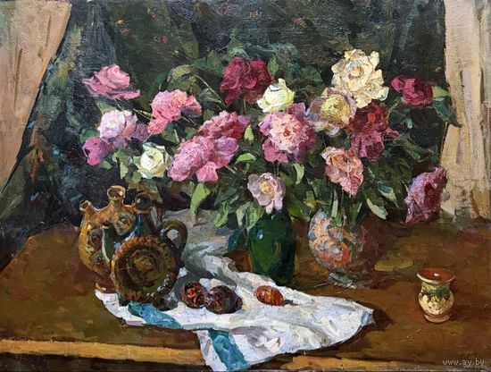 Кудревич Р.В. Народный художник. "Розы", холст, масло. Размер 120х90 см.