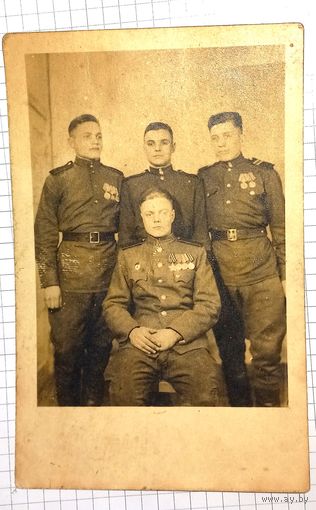 1945  ВОВ Красавец Портретное фото орден Славы и.награды подписано (Алб)