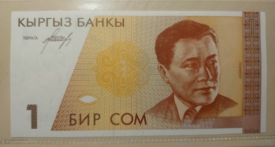 Киргизия. 1 сом 1994 года, серия AF. UNC