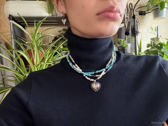 Украшение на шею из бирюзы