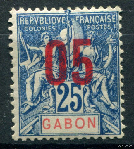 Французские колонии - Габон - 1912г. - аллегория, надпечатка 05 на 25 с - 1 марка - MH [Mi 76]. #4-W1-129-A-1