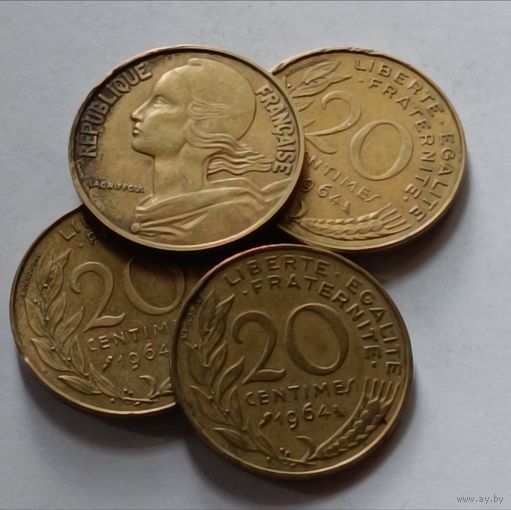 Франция. 20 сантимов 1964 года.