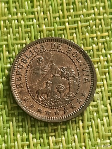 Боливия. 1 боливиано. 1951 г. ( Отметка монетного двора "H" - Хитон, Бирмингем )