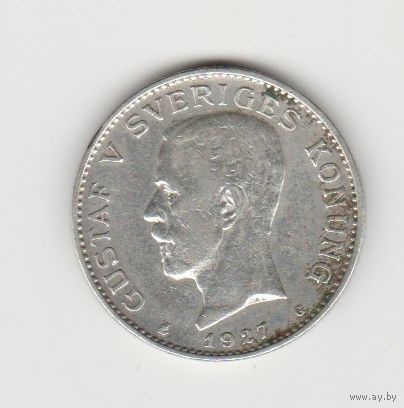 Монета 1 крона 1927 года. Швеция.