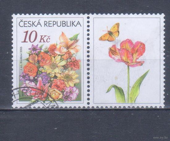 [564] Чехия 2006. Флора.Цветы.Букет. Одиночный выпуск.Гашеная марка с купоном.