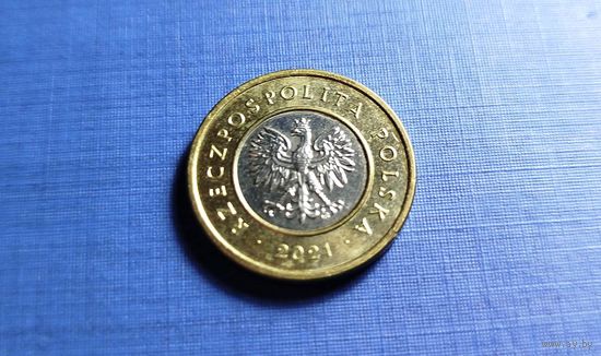 2 злотых 2021. Польша. XF!