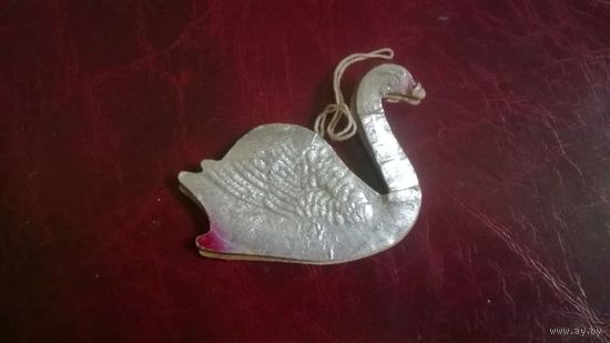 Елочная игрушка лебедь картон СССР
