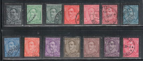 Югославия-1934(Мих.285-298) гаш. , Королевство, Король Александр, траурный выпуск(полная серия)
