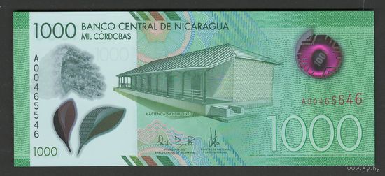 Никарагуа 1000 кордоба 2017 года. Тип P-218. Полимер. Состояние UNC!