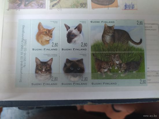 Марки Финляндии, буклет с кошками
