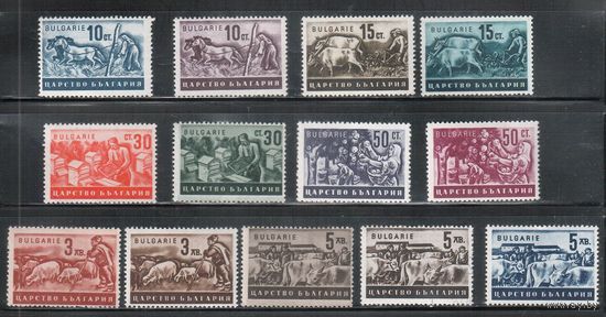 Болгария-1940, (Мих.412-423), **  , 421 а+в,  Стандарт, Сельское хозяйство , Фауна, (полная серия)
