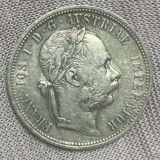 Монета 1 флорин 1878 год. Австро-Венгрия. Франц Иосиф I