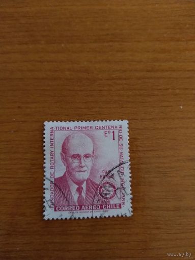 1969 Чили 100 лет со дня рождения Пола Харрисона основателя благотворительной организации Ротари Интернешнл авиапочта выпускалась одиночкой(1-л1)