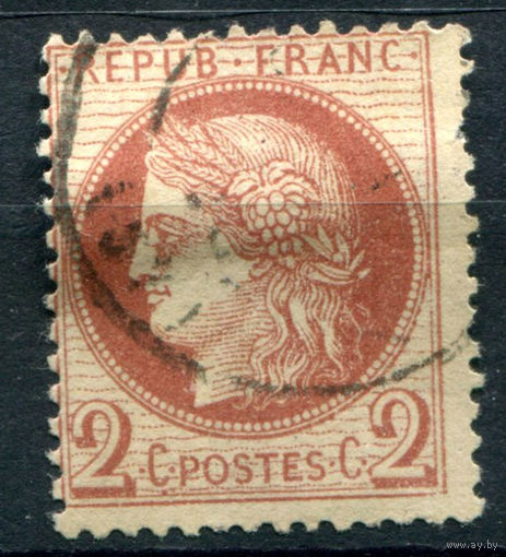 Франция - 1871/73г. - Церера, 2 с - 1 марка - гашёная [Mi 46]. #2-Fr-33-A-1