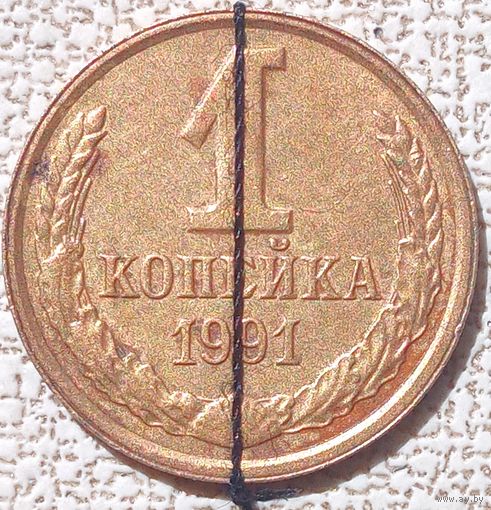 1 копейка 1991л. Два брака на одной монет. См. описание.