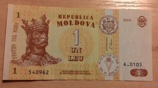 Молдова, 1 лей 2006 года.