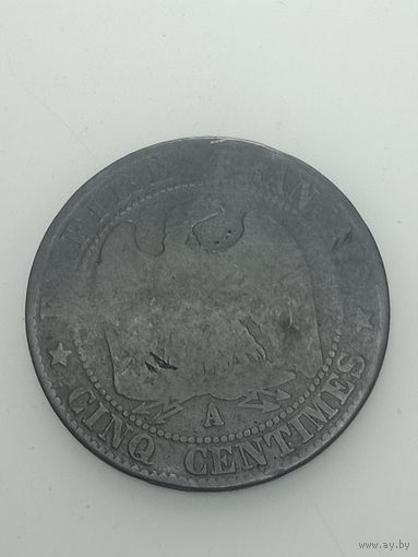 Франция 5 сантимов 1854 года . А  . Париж