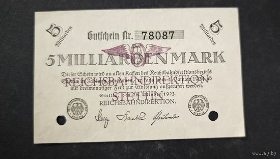 5 МИЛЛИАРДОВ марок 1923 год Германия
