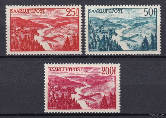 4.DS. Саар. Французский протекторат. Восстановление Саара. Авиапочта. 1948 г. Полная серия. Mi.##252-254. MNH.