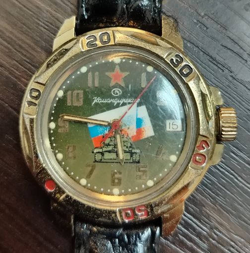 Винтажные механические часы Восток Командирские водонепроницаемые , работоспособность не известна .