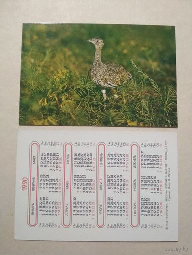 Карманный календарик. Стрепет. 1990 год