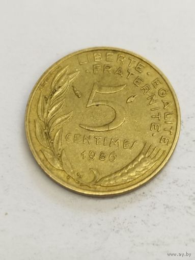 Франция 5 сантим 1986