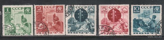 СССР-1936, (Заг.435А-439А),  гаш.  , перф. 14, Поможем почте, 5 марок