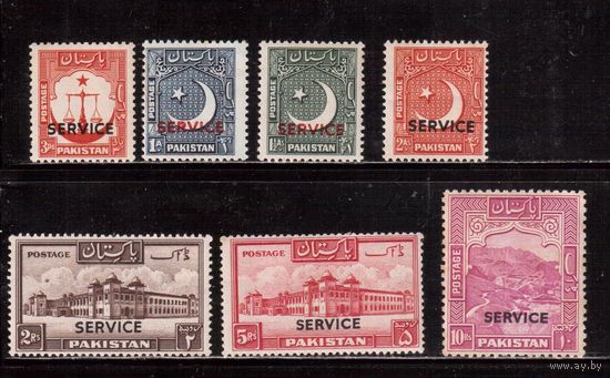 Пакистан-1948,(Мих.15-27С)  ** (1 м- *) , Служебные марки, Стандарт, Архитектура, 7 марок