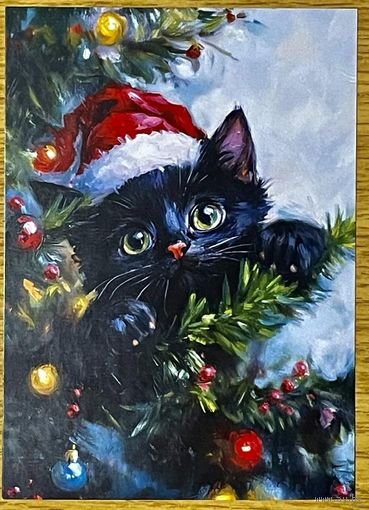 Открытка новогодняя чистая 10х15 см.