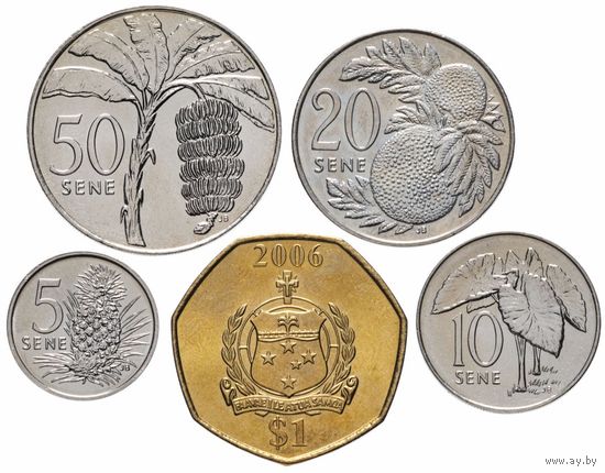 Самоа набор 5 монет 2000-2002 UNC