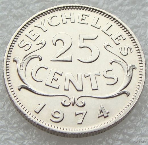 Сейшельские острова.  25 центов 1974 год  KM#11  Тираж: 100.000 шт  Редкая!!!