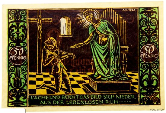РАСПРОДАЖА!!! - ГЕРМАНИЯ ШВЕБИШ-ГМЮНД (БАДЕН-ВЮРТЕМБЕРГ) 50 пфеннигов 1921 год (второй сюжет) - BU!
