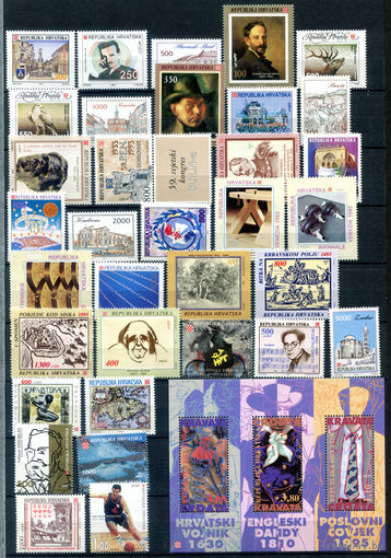 Хорватия - 1993-1995гг. - Полные серии - 34 марки и 1 блок - MNH. #2-Bc-48-F-1