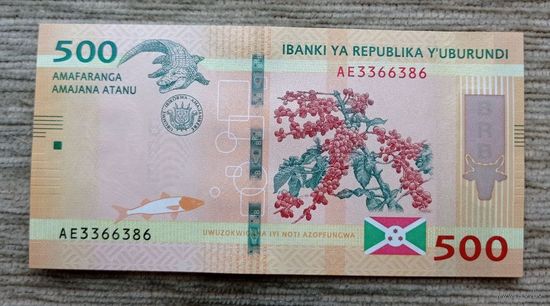 Werty71 Бурунди 500 франков 2018 год UNC банкнота