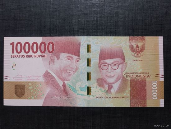 Индонезия 100 000 2016г unc, пресс