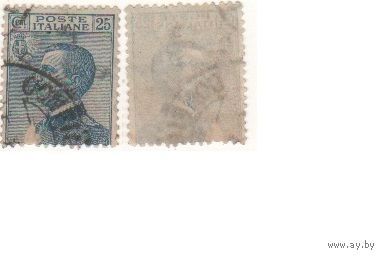 Италия 1908.01.01 (Mi)IT90 марка из сер.Король В.Э. III, портрет работы Микетти, обращен влево - 25с Король Витторио Эмануэле III (1869-1947), лицом влево (г) без ВЗ (a1-23 ТОРГ