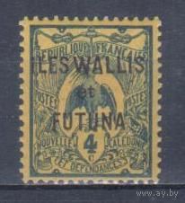 [841] Французские колонии.Уоллис и Футуна 1920. Фауна.Птица.Кагу.4с. НАДПЕЧАТКА. МNН
