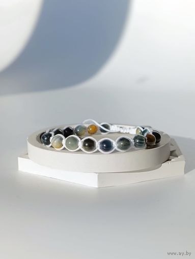 Браслет с тигрово-соколиным глазом