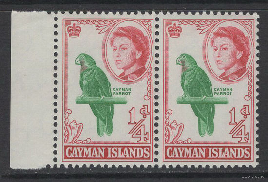 Кайманы /Cayman Island 1962** Фауна Кайманский попугай Елизавета II сцепка Mi#154