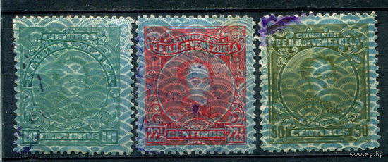 Венесуэла - 1932/38г. - Симон Боливар, надп Security - 3 марки - гашёные. #4-W1-117-B-1