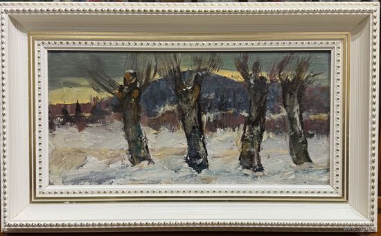 Данциг М.В "За городом", 1965г. Холст, масло на картоне. Размер с родной рамой 65х40 см.