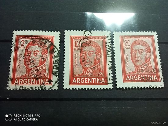 Аргентина - 1961/1969 - Генерал Хосе де Сан-Мартин, 3 марки