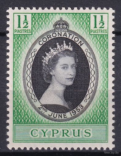 37.BrKS. Великобритания. Колонии. Кипр. Коронация Елизаветы II. 1953 г. 1 1/2p. Mi.#163.