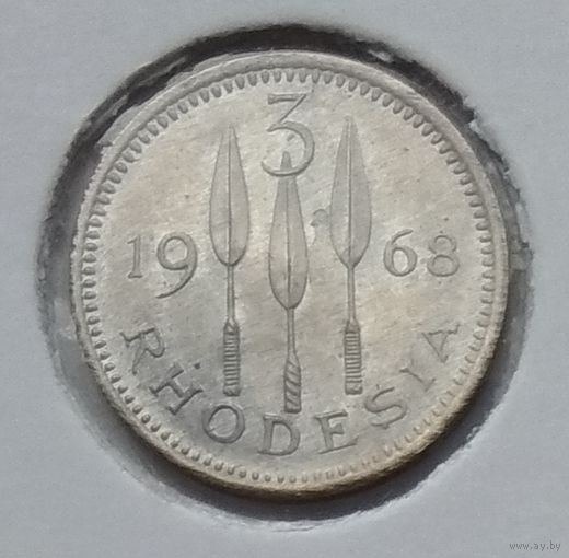 Родезия 3 пенса 1968 г. В холдере