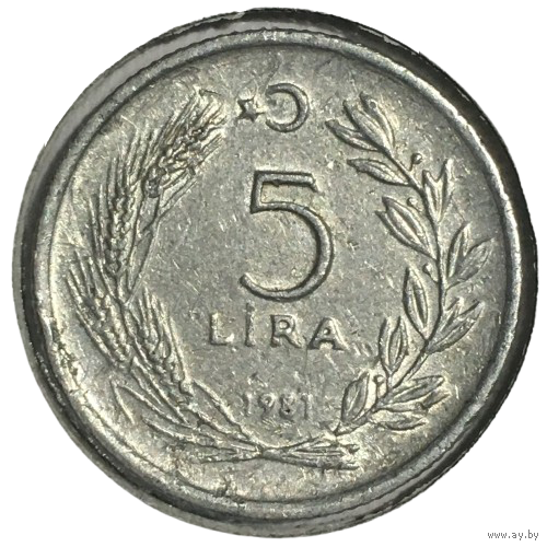 Турция 5 лир, 1981 (холдер)
