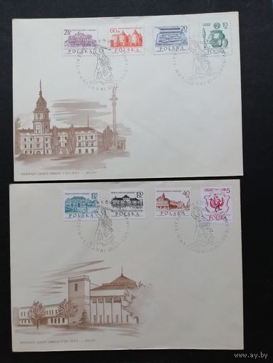 Польша 1965 Два КПД с полной серией марок "700 лет Варшаве" (спецгашение) Mi.1597-1604 каталог 2.00 евро
