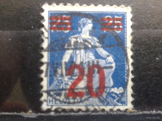 Швейцария,1921, надпечаткч 20с на 25с, стандарт