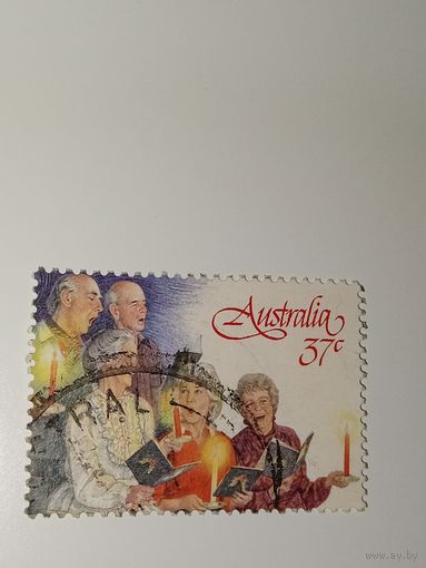 Австралия год 1987.  Рождественские колядники (группа людей со свечами).